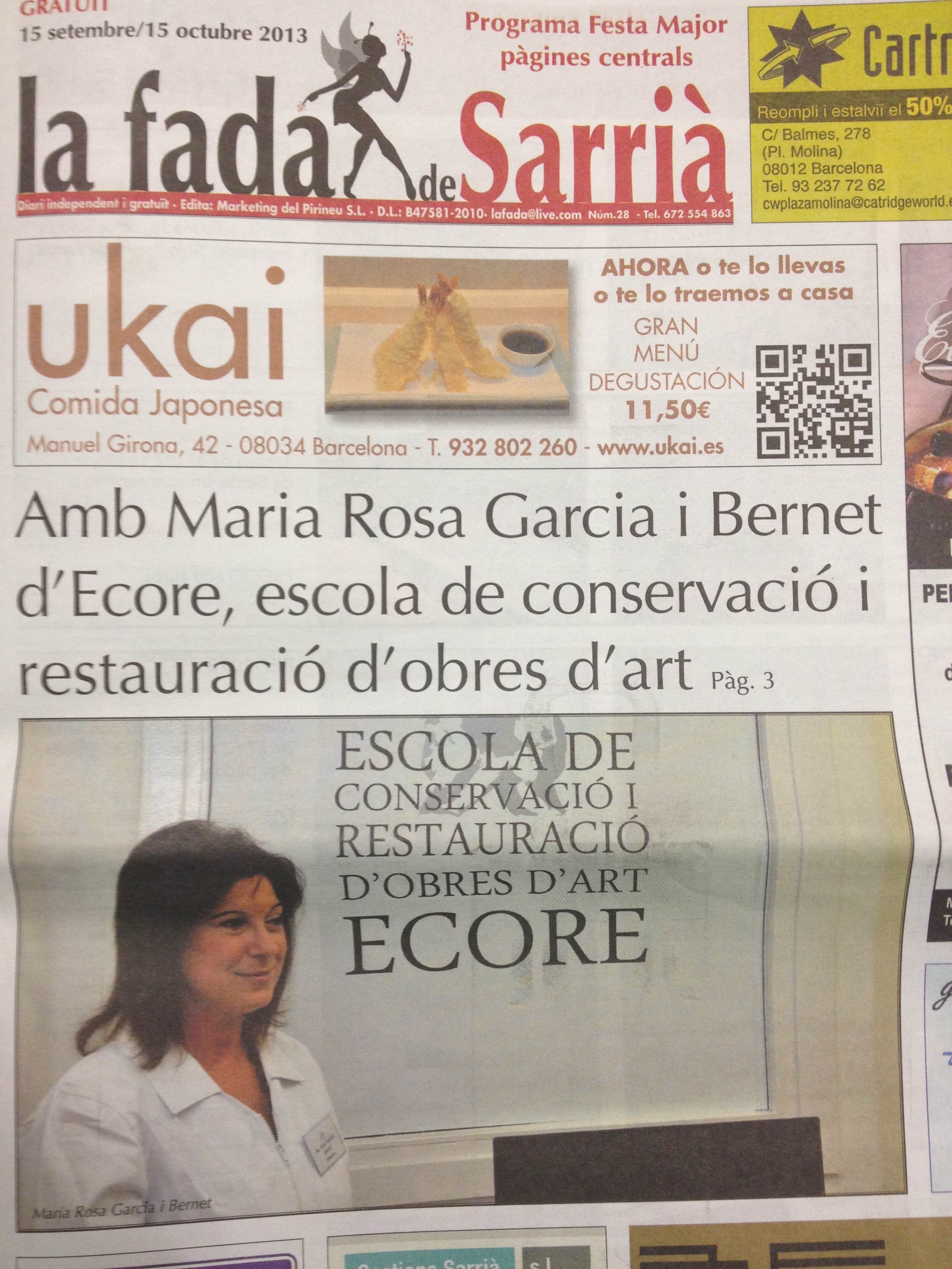En el número de septiembre de la revista La Fada de Sarrià, podéis encontrar la entrevista realizada a la directora de Ecore, Ma. Rosa García Bernet. Aquí tenéis el enlace […]